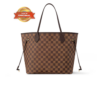 [True-to-ORIGINAL] Louis Vuitton Neverfull MM Tote Bag 12.2in/ 31cm Brown Damier Ebene Gold Hardware For Women‎ N40599