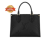 [True-to-ORIGINAL] Louis Vuitton OnTheGo PM Tote Bag 9.8in/ 25cm Black Gold Hardware For Women M45653