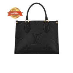 [True-to-ORIGINAL] Louis Vuitton OnTheGo PM Tote Bag 9.8in/ 25cm Black Gold Hardware For Women M45653