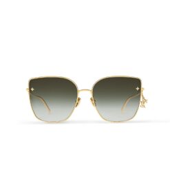 Louis Vuitton Charm Cat Eye Sunglasses Gold For Women Z1720U