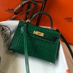 Alternative view of Hermes Mini Kelly 19 Green Crocodile Bag For Women, Women’s Handbags, Shoulder Bags 7.5in/19cm