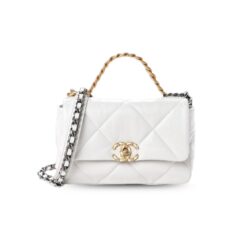 Chanel 19 HandBag White For Women 10.1in/26cm AS1160