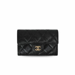 Chanel CO-CO Classic Card Holder Black Gold Hardware For Women 11cm/4.4in