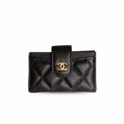 Chanel CO-CO Card Holder Wallet Black Gold Hardware For Women 10cm/4in