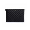 Chanel CO-CO Classic Pouch 27cm10.6in Silver Toned Hardware For Women Black