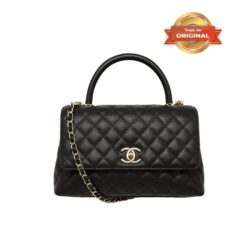 Alternative view of [True-to-ORIGINAL] Chanel Coco Large Top Handle Bag 11.3in/ 29cm Black Gold Hardware For Women A92991 B05061 94305