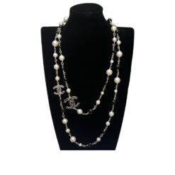 Chanel Pearl Necklace Gold For Women
