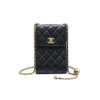 Chanel Quilted Phone Holder Bag Black For Women 19cm/7.4in