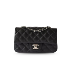 Chanel Classic Flap Bag Small Crossbody 9.1in/ 23cm Black Silver Hardware For Women