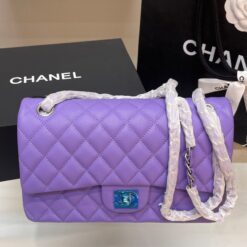 Alternative view of Chanel Classic Timeless Small Crossbody Bag 10in/ 25cm Caviar Violet Silver Hardware For Women
