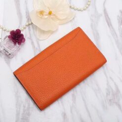 Alternative view of Hermes Constance Togo Long Wallet 20cm/7.9in Silver Toned Hardware For Women Orange