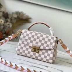 Louis Vuitton Croisette Damier Azur Canvas Pink For Women, Women’s Handbag, Shoulder And Crossbody Bags 9.8in/25cm LV N50053