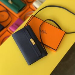 Hermes Kelly Wallet To Go Woc Epsom Blue For Women, Women’s Wallet 8.3in/21cm