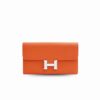 Hermes Constance Togo Long Wallet 20cm/7.9in Silver Toned Hardware For Women Orange