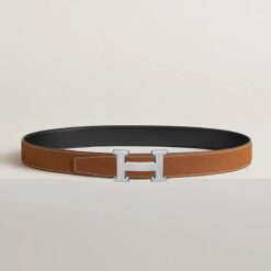 Alternative view of Hermes H Guillochee Belt 32mm Buckle And Reversible Leather Strap Noir H064540CK05