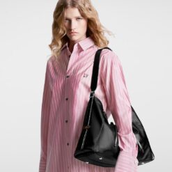 Alternative view of Louis Vuitton CarryAll Vibe MM Shoulder Bag 15.3in/ 39cm Black Silver Hardware For Women M25143