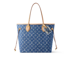 Louis Vuitton Neverfull MM Tote Bag 12.2in/ 31cm Blue Denim Gold Hardware For Women M13192