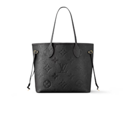 Louis Vuitton Neverfull MM Tote Bag 12.2in/ 31cm Black Monogram Empreinte Gold Hardware For Women M45685