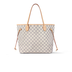 Louis Vuitton Neverfull MM Tote Bag 12.2in/ 31cm Rose Ballerine Pink Damier Azur Canvas For Women N41605