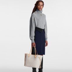 Alternative view of Louis Vuitton Neverfull MM Tote Bag 12.2in/ 31cm Rose Ballerine Pink Damier Azur Canvas For Women N41605