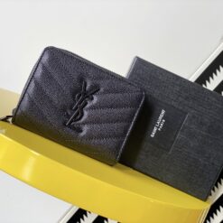Alternative view of Saint Laurent Cassandre Matelaseé Compact Zip Around Wallet Black For Women 4.7in/12cm 668288BOW081000 YSL