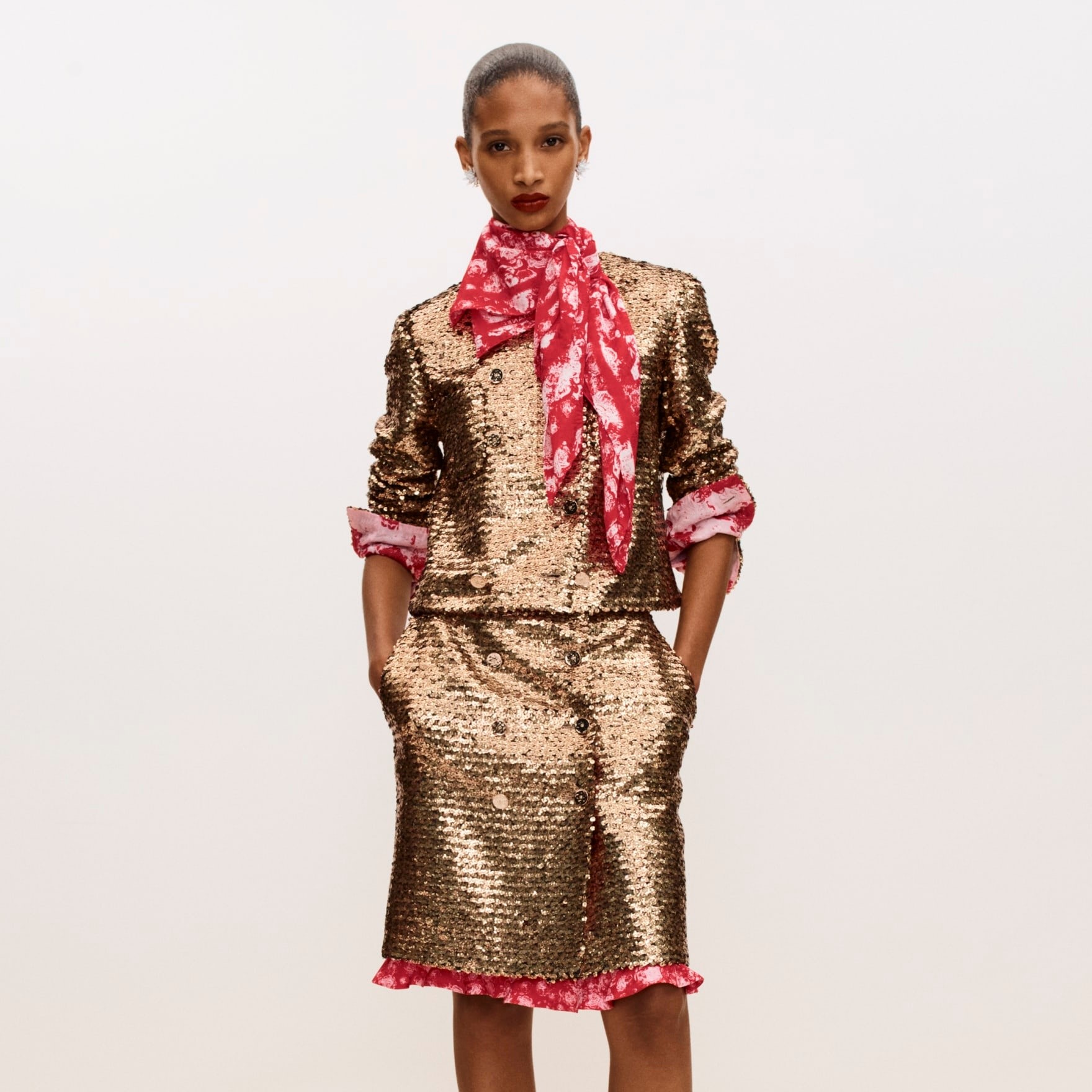 Chanel Square Scarf Red For Women - Image 2