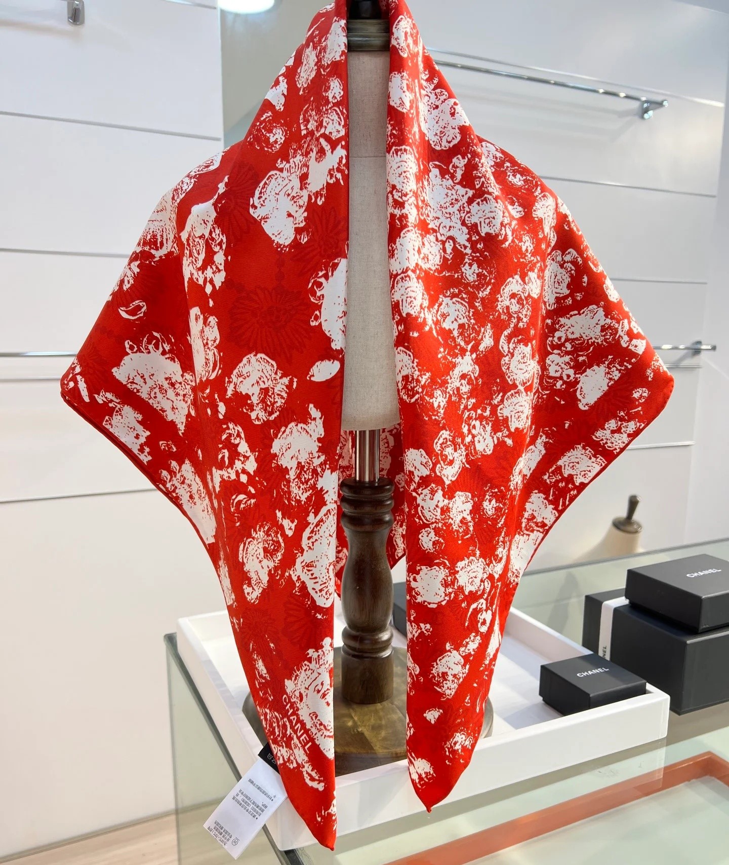 Chanel Square Scarf Red For Women - Image 3