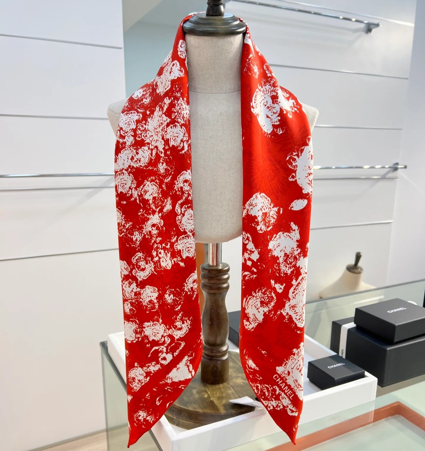 Chanel Square Scarf Red For Women - Image 5