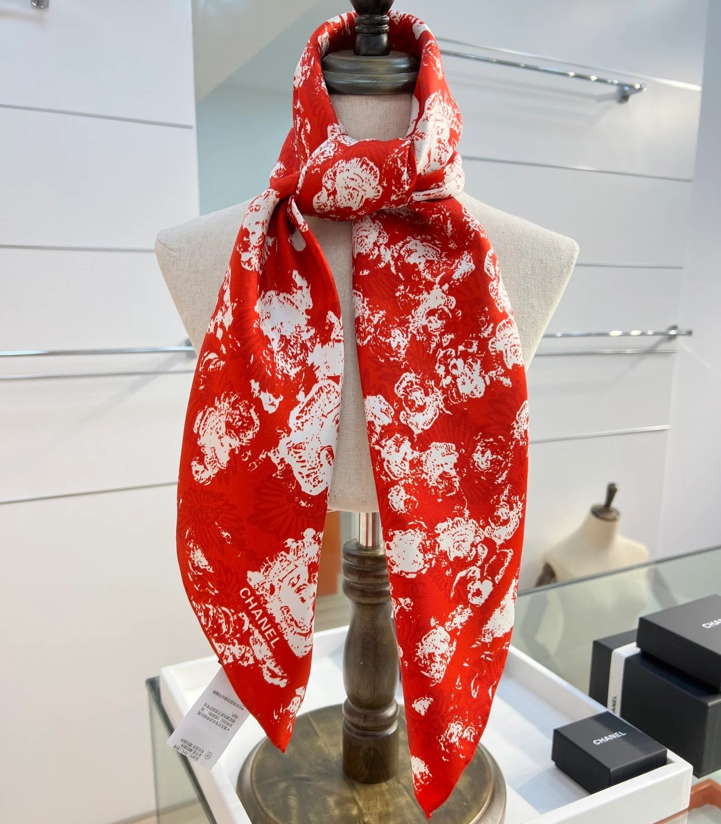Chanel Square Scarf Red For Women - Image 7