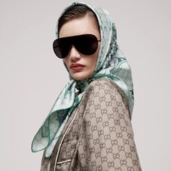 Alternative view of Gucci Printed GG Twill Carre Scarf Green For Women 777066 3G001 3967
