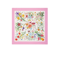 Gucci Printed Silk Twill Carre Scarf Pink For Women 821061 3G001 9072