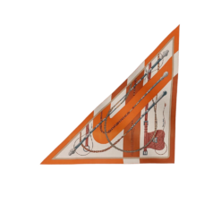 Hermes Clic-Clac Triangle Scarf Orange Cuit For Women H361662S 03