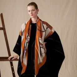 Alternative view of Hermes Clic-Clac Triangle Scarf Orange Cuit For Women H361662S 03