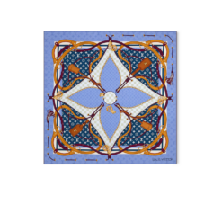Louis Vuitton Flower And Straps Square 90 Scarf Blue Denim For Women M94977