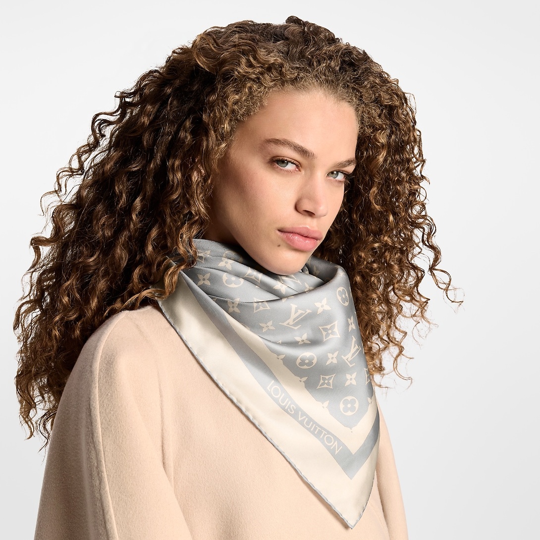 Louis Vuitton Monogram Silhouette Square 90 Scarf Grey For Women M97405 - Image 2