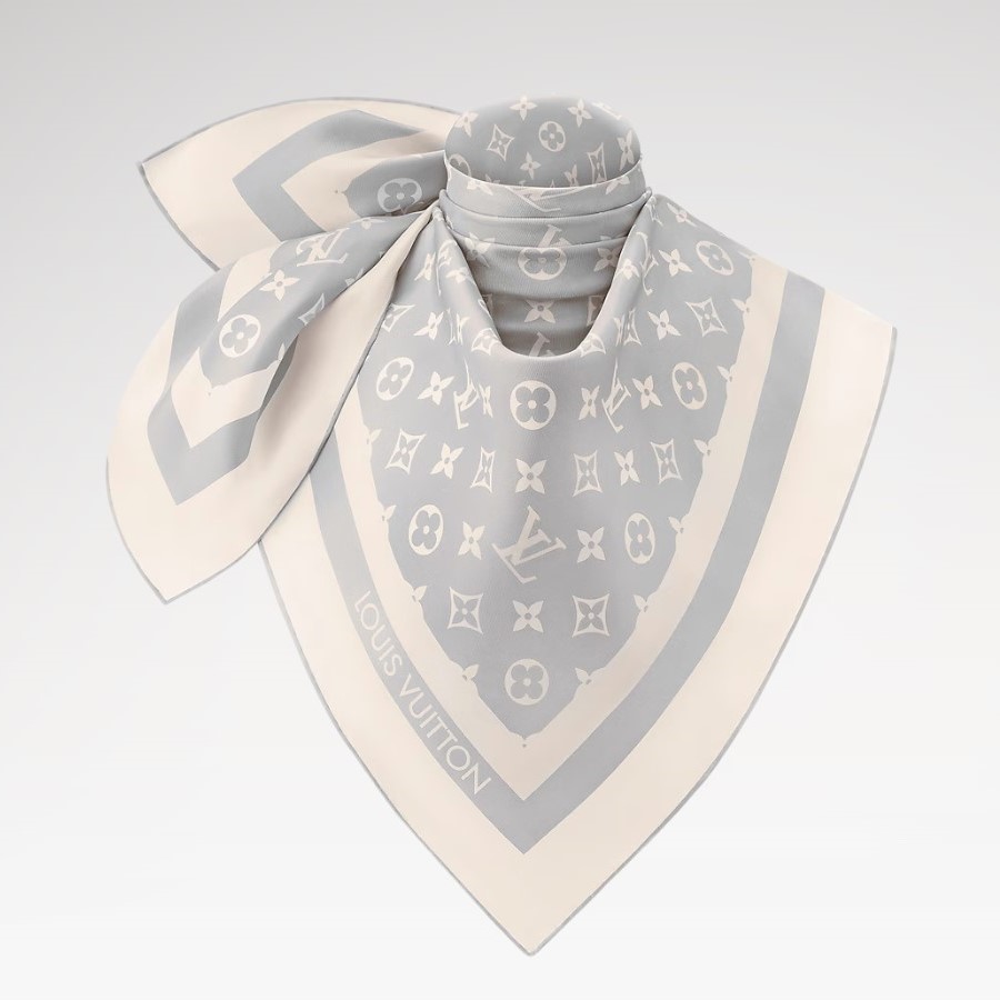 Louis Vuitton Monogram Silhouette Square 90 Scarf Grey For Women M97405 - Image 4