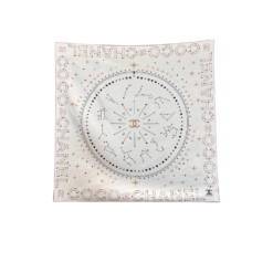 Chanel 25C Coco Square Scarf White For Women 35.4in/90cm