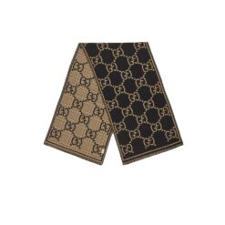 Gucci Check GG Scarf Black And Beige 70.8in/180cm ‎660025 4G386 1079