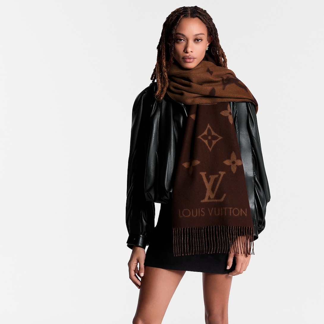 Louis Vuitton Reykjavik Scarf Dark Brown For Women 74.8in/190cm M78125 - Image 2
