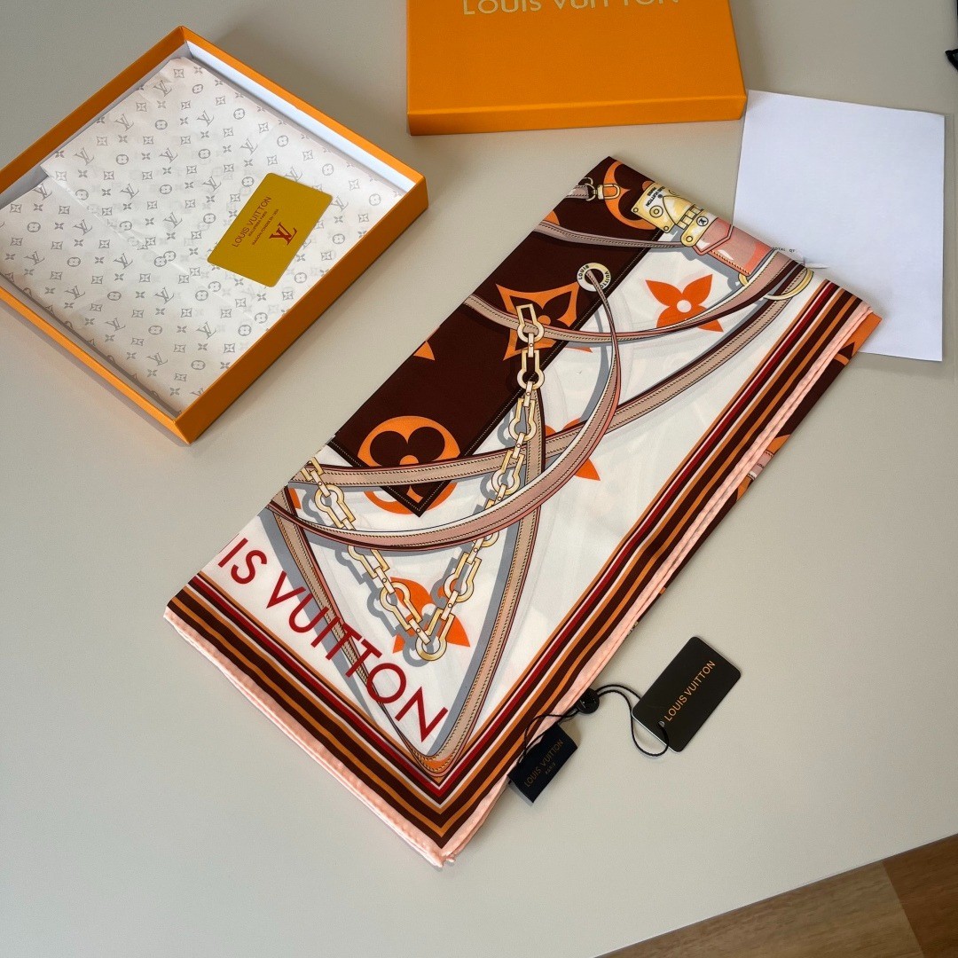 Louis Vuitton Ultimate Monogram Square 90 Scarf Brown For Women 35.4in/90cm M77639 - Image 5