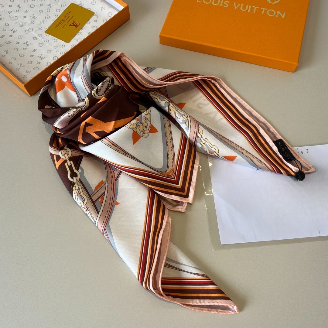 Louis Vuitton Ultimate Monogram Square 90 Scarf Brown For Women 35.4in/90cm M77639 - Image 6