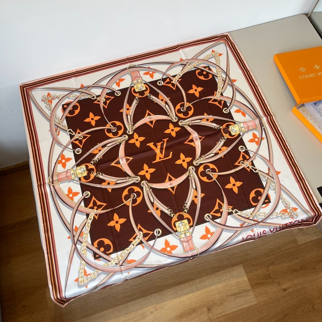 Louis Vuitton Ultimate Monogram Square 90 Scarf Brown For Women 35.4in/90cm M77639 - Image 3