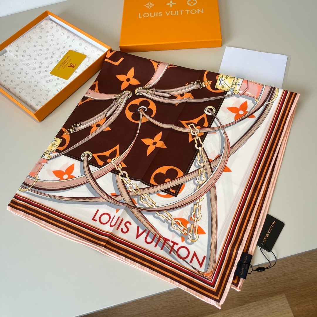 Louis Vuitton Ultimate Monogram Square 90 Scarf Brown For Women 35.4in/90cm M77639 - Image 8